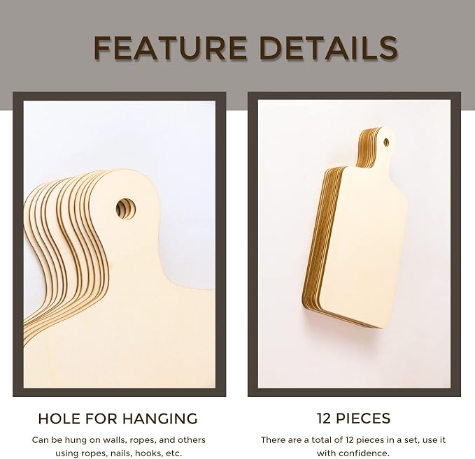 Oomcu 12 PCS Wooden Mini Cutting Board