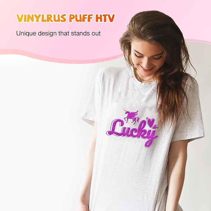 VinylRus Puff Vinyl Heat Transfer -12” x 6ft Purple Puffy 3D Iron on Vinyl