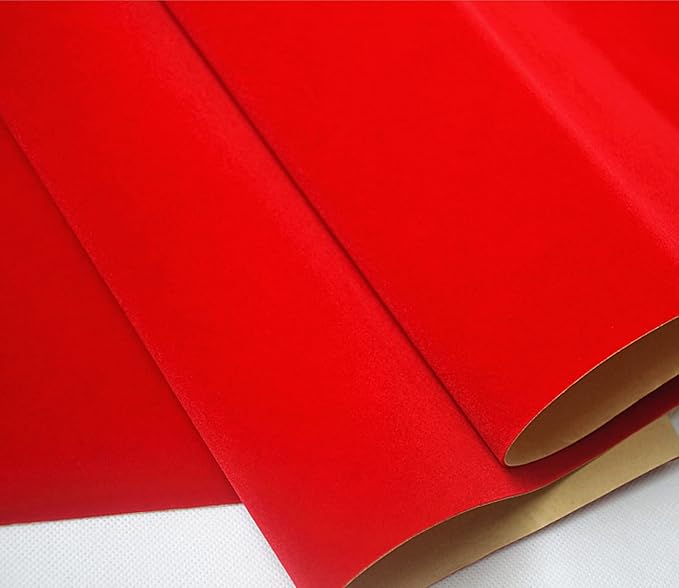 Red Self Adhesive Velvet Fabric Sticky Felt Sheets