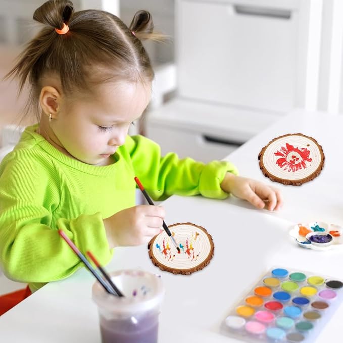 wohohoho 32pcs 2.8-3.2 inches Natural Wood Slices, Unfinished Craft Wood Kit