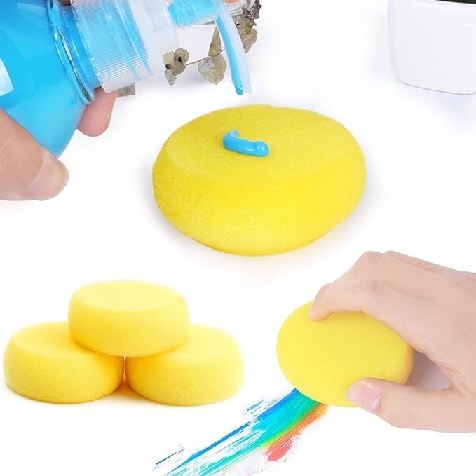 WAFJAMF 12 Pcs Round Painting Sponge 2.96 Inch Craft Clay Yellow | Pottery