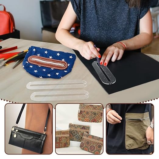 PH PandaHall 6pcs 3 Sizes Zipper Making Templates
