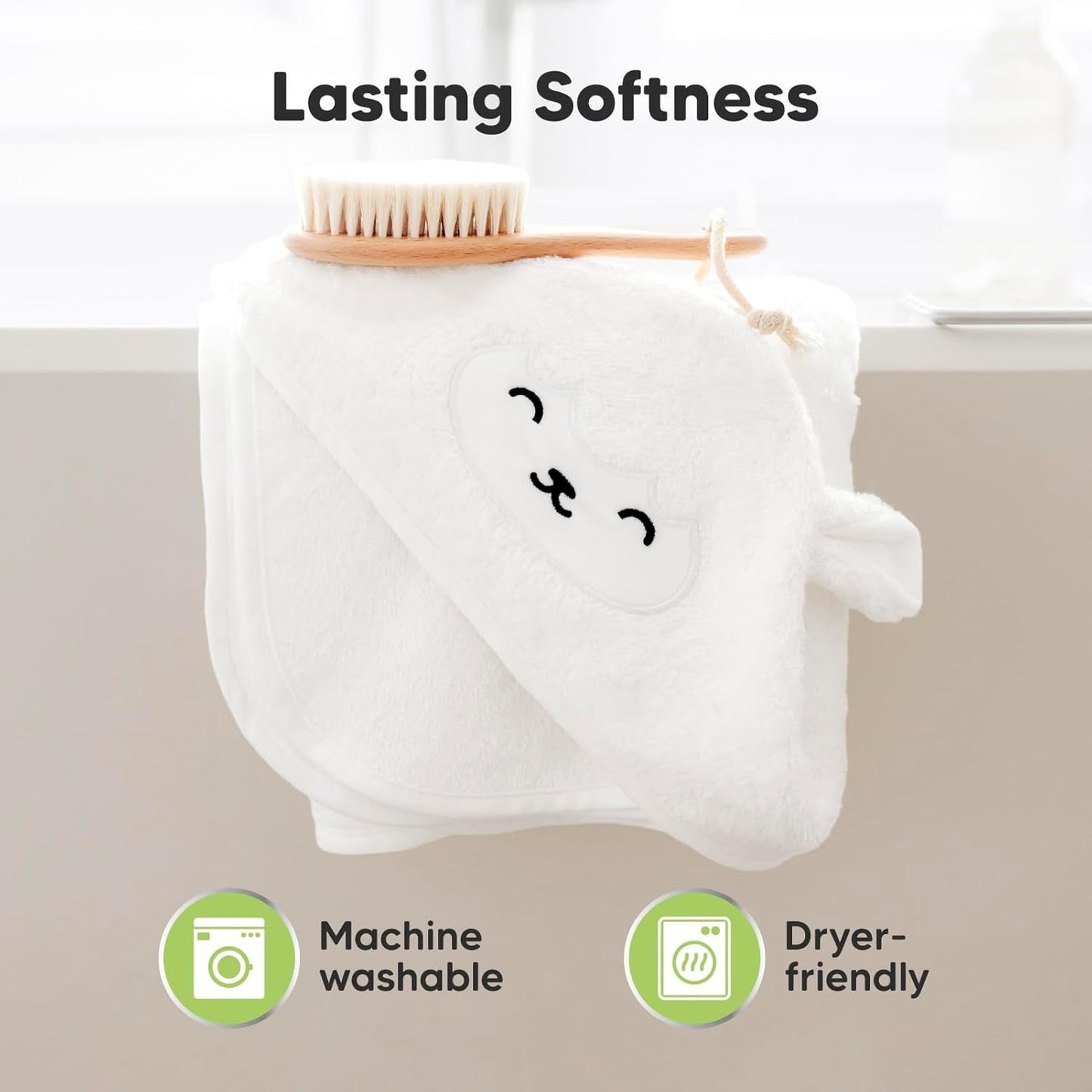 KeaBabies Hooded Baby Towel for Newborn - Viscose Derived from Bamboo Large Baby Bath Towels with Hood for Boys, Girls, Toddler, Extra Absorbent & Soft Newborn Bath Essentials (Lamb, Petite)