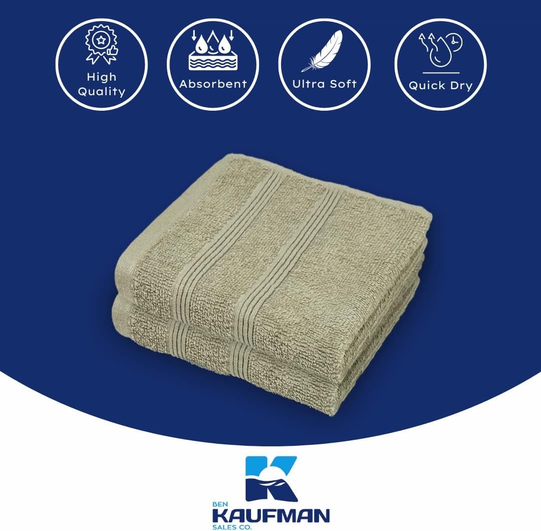 Kaufman - Premium Washcloth Set of 72 (13x13 Inches) 100% Cotton Ring Spun, Highly Absorbent, Durable and Ultra Soft Feel Wash Cloths Essential for Bathroom, Spa, Gym, and Face Towel (72PK)
