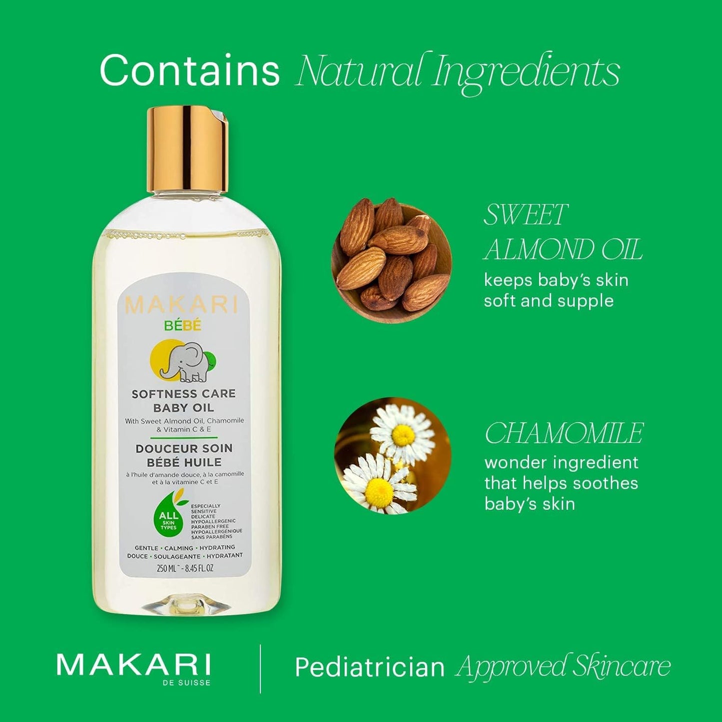 MAKARI Baby Skin Care Set | 2-In-1 Cleansing Milk, Hair & Body Foaming Gel & Calming Oil | Gentle Baby Essentials for Newborn and Up, Hypoallergenic, No Paraben Skincare for Delicate, Sensitive Skin