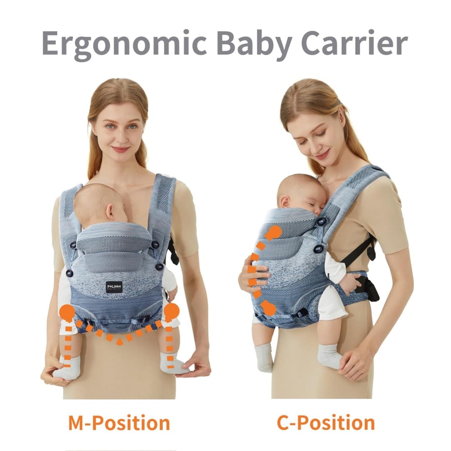 Ergonomic 4-in-1 Baby Carrier Newborn to Toddler - with Lumbar Support - for Children 8-33 Pounds - 360 Degree Baby Wearing - Inward & Outward Facing - Blue