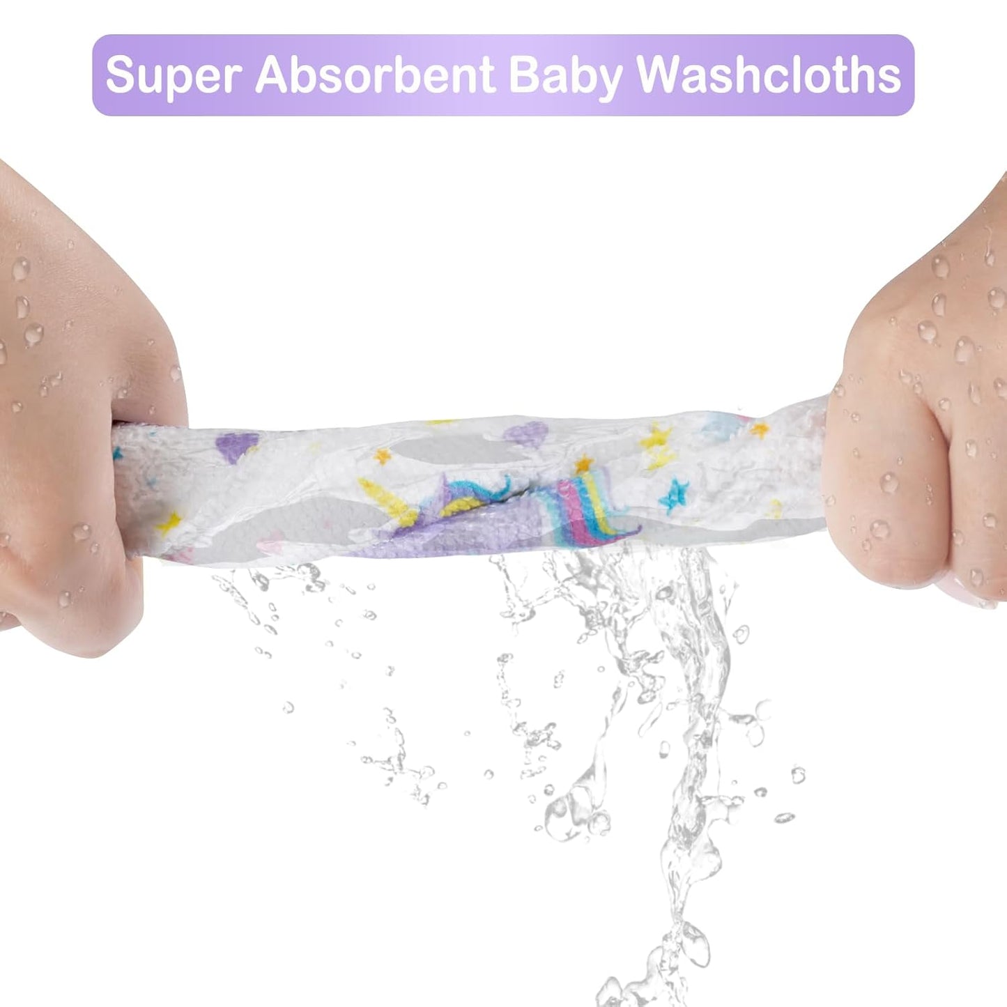 Baby Washcloths, 24Pack Baby Wash Cloths Extra Soft & Ultra Absorbent, Baby Towels and Washcloths Face Towels for Unisex Boys Girls Body, Washclothes Gentle on Sensitive Skin, 9x9 Rainbow Unicorn