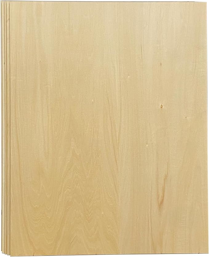 5 Pack Unfinished Basswood Sheet 18x23x3/16 Inch Thick Plywood Board Wooden