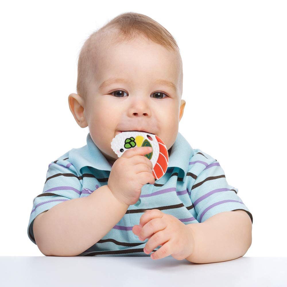 Baby Silicone Teether,Sensory Chew Toys,BPA Free Soft and Effective Infant Teething Pain Relief Toys,Freezer Safe,Food Grade Silicone,Best Shower Gift for Boys and Girls (Sushi01)