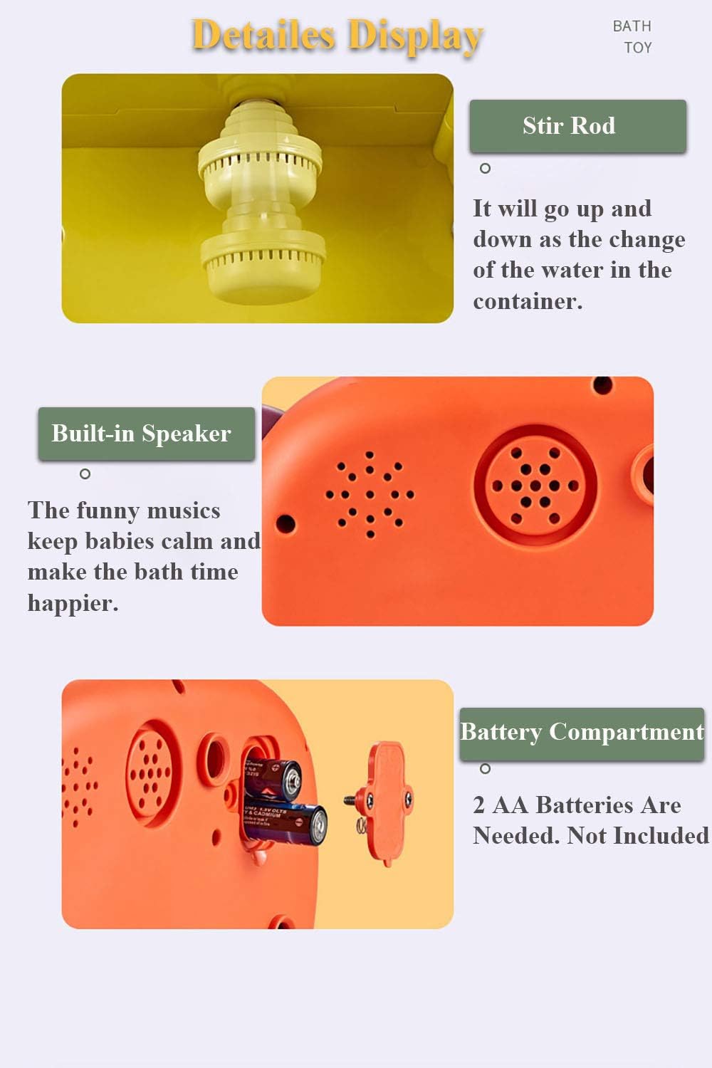 Electric Bathtub Bubble Machine, Kids Cute Cartoon Animal Dinosaur Bubble Blower Machine Alligator Bubble Maker Bath Toy with Music and Vacuum Suction Cups (Green)