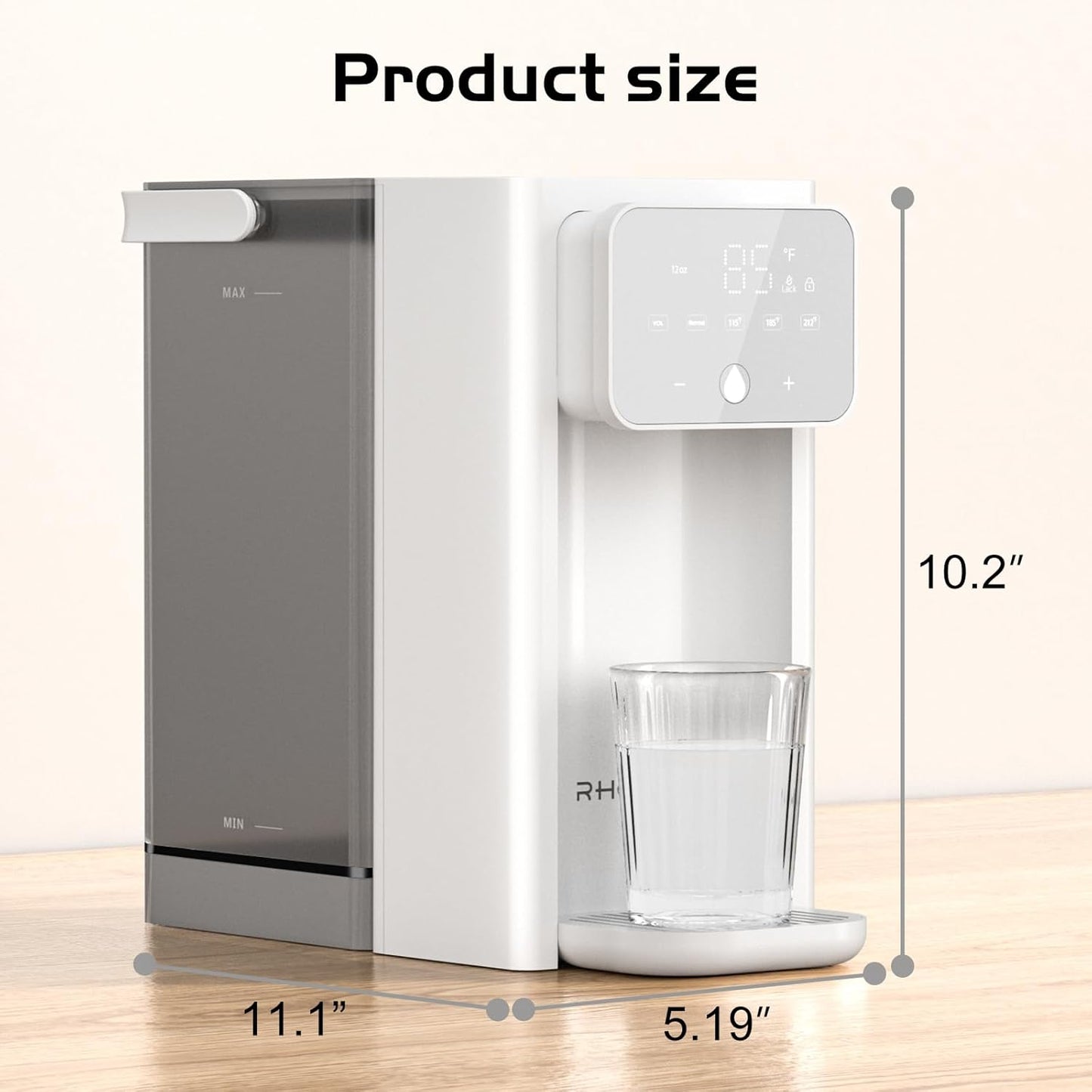 Instant Hot Water Dispenser for Quick Heating & Dispense,Adjustable Temperatures & 3 Water Volume Dispense, Removable 100 Ounce 3L Water Tank Capacity, BPA Free
