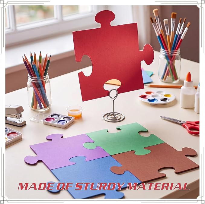 Glenmal 100 Pcs Large Blank Puzzle Pieces Oversize Blank Papers Puzzle Pieces
