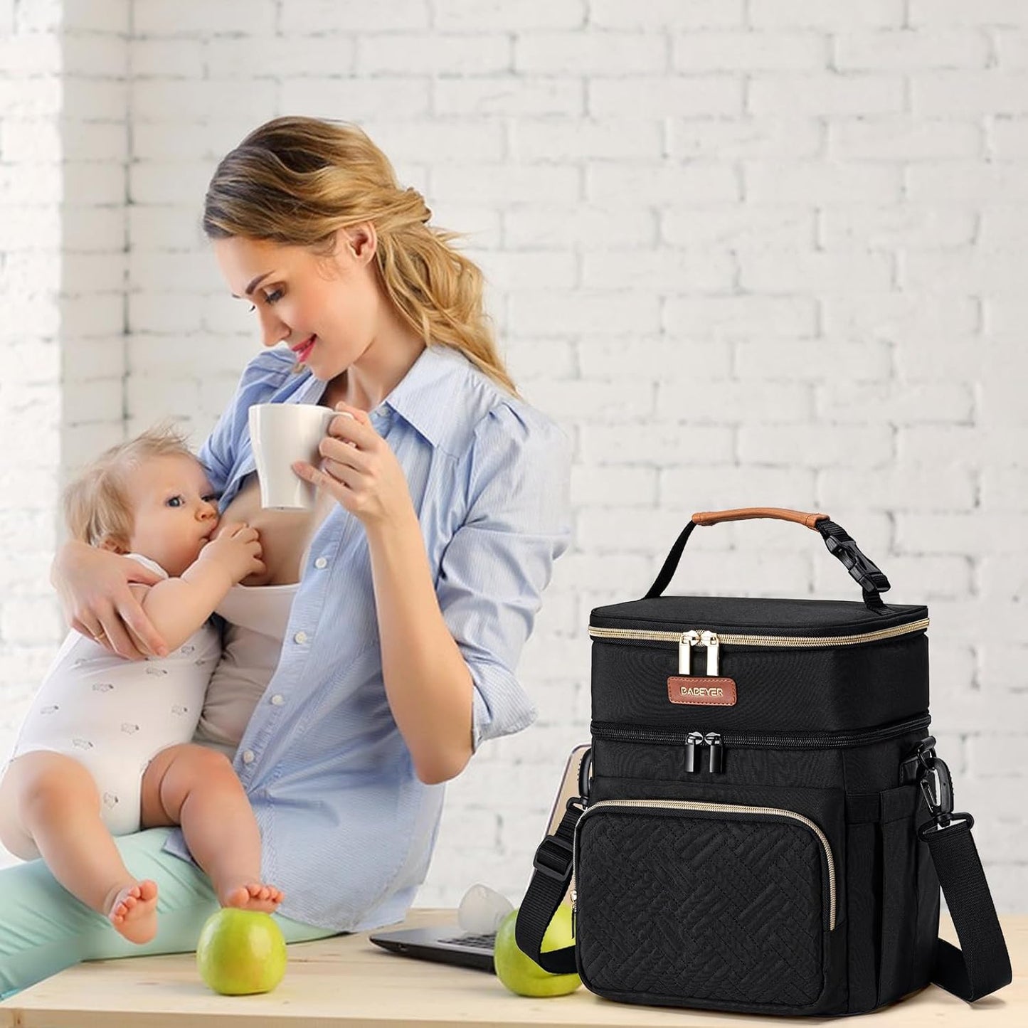 Breastmilk Cooler Bag with Ice Pack Fits 6 Baby Bottles Up to 9 Ounce