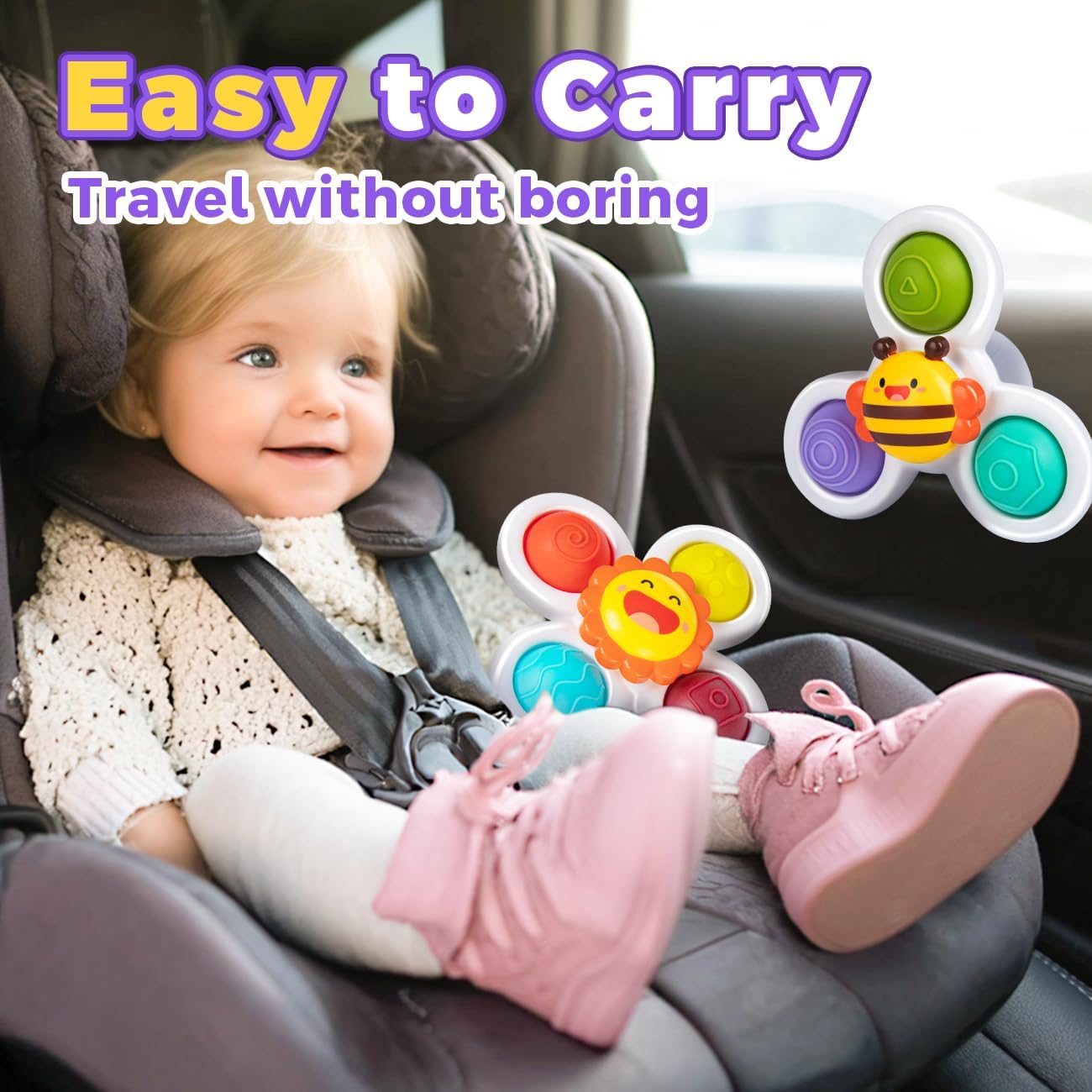 3PCS Pop Suction Cup Spinner Toys: Spinner Toys for 1 Year Old Boy Girl - Sensory Baby Bath Toy for Toddlers 1-3 -12 18 Months Boy Birthday Gift for Infant