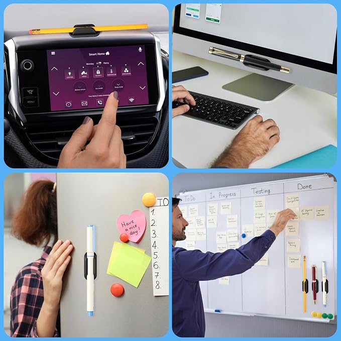 VZZNN 40 PCS Adhesive Pencil Holders, Silicone Marker Organizer