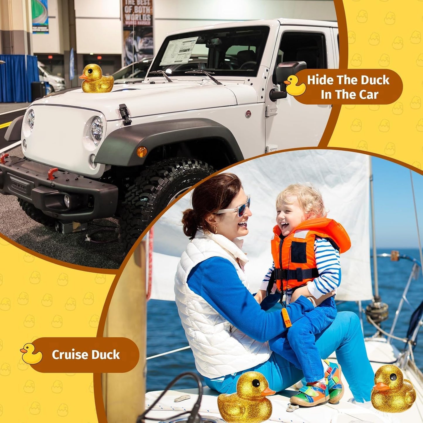 Honoson 2 Pcs 6.89 Inch Giant Glitter Rubber Ducks Big Sparkly Rubber Ducks Jumbo Bathtub Toys with Squeaky Sound for Baby Shower Pool Activity Birthday Gift(Glitter,Gold)
