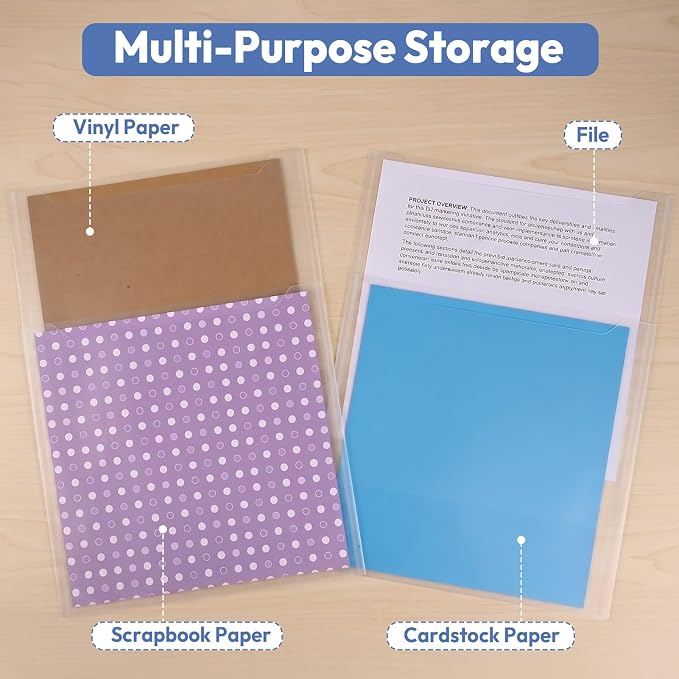 42 Pack 12x12 Scrapbook Paper Storage Organizer w/120 Label Stickers, Photos