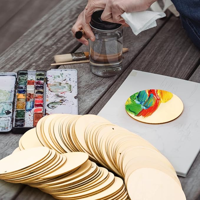 FSWCCK 100 PCS 4 Inch Wood Circles