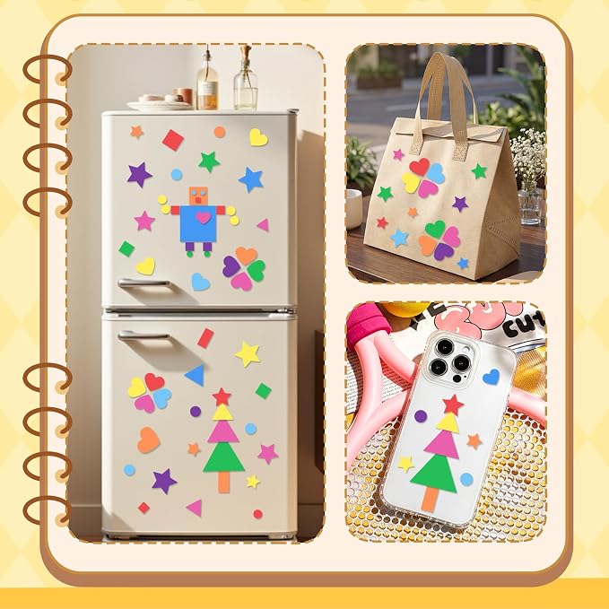 1616Pcs Foam Shape Stickers for Crafts 8Colors Self Adhesive Foam Stickers Star