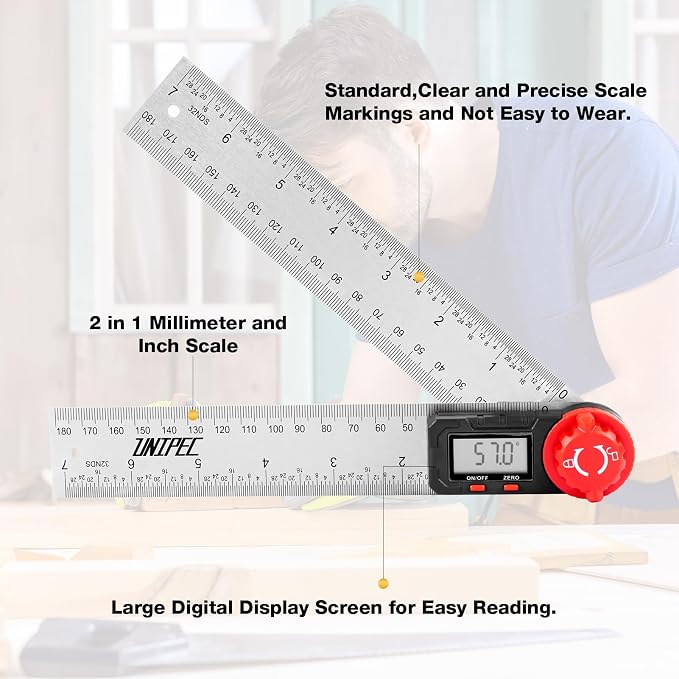 Digital Angle Finder Protractor, Angle Finder Ruler, Stainless steel 7inch 200mm