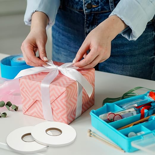 Tatuo 2 Rolls Double Sided Foam Tape PE Foam Tape Sponge Soft Mounting Adhesive