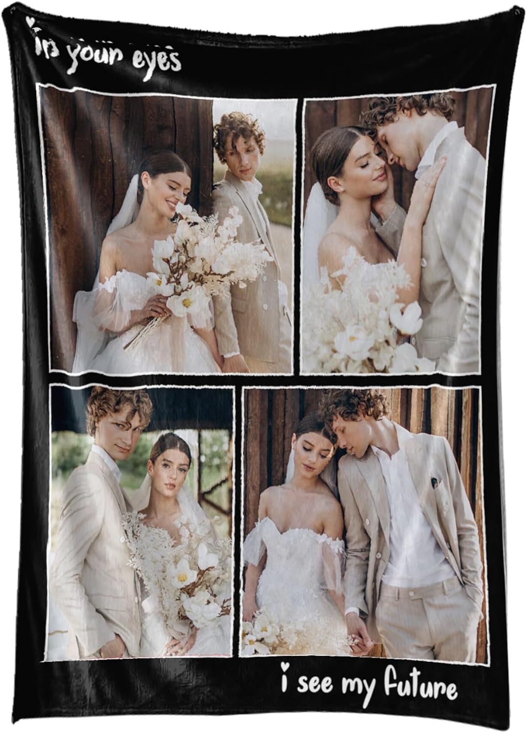 Custom Blanket with Photos Personalized Blankets Customizable Picture Blankets for Valentines Day Gifts Birthday for Her Him Girlfriend Boyfriend Wife, 60 * 80in
