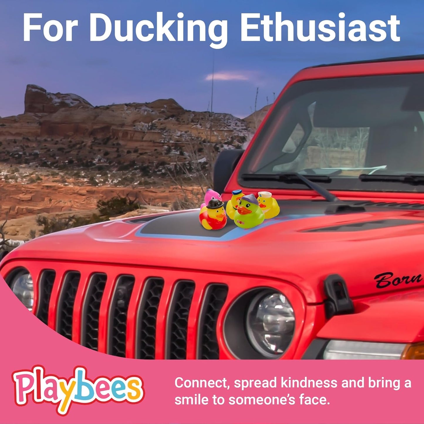 Playbees Rubber Ducks in Bulk 25 Pack Assortment Duckies Kids Baby Bath Shower Toys Jeep Ducking Floater Summer Beach Pool Activity Baby Showers Accessories Classroom Incentives - Mix Style 3