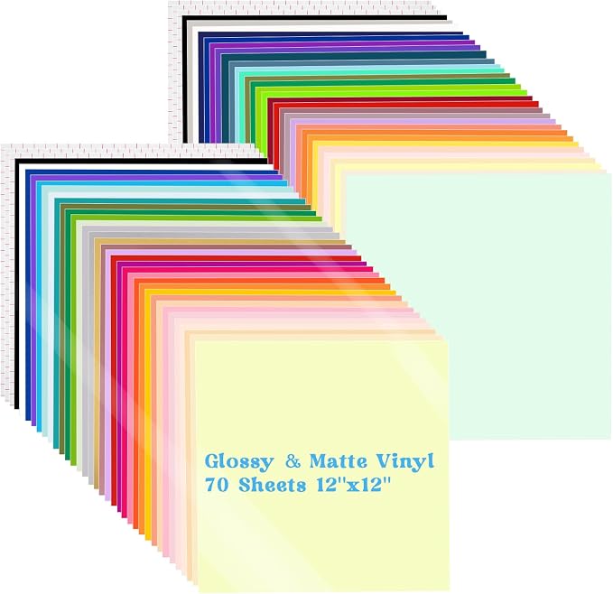 VINYL FROG Permanent Adhesive Vinyl Bundle 70 Pack Adhesive Vinyl Sheets