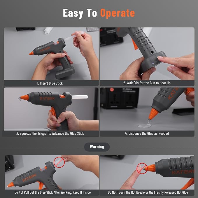 Katerk 12V Cordless Hot Glue Gun Kit