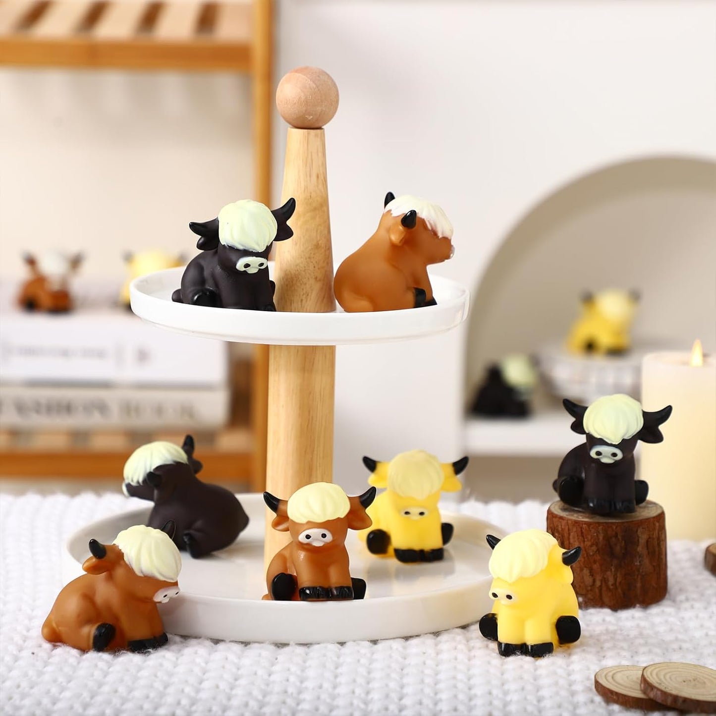 60 Pack Highland Cow Rubber Duck, Squeak and Floating Water Squirting Bath Toys Highland Cow Party Favors for Shower Birthday Gifts Party Gifts