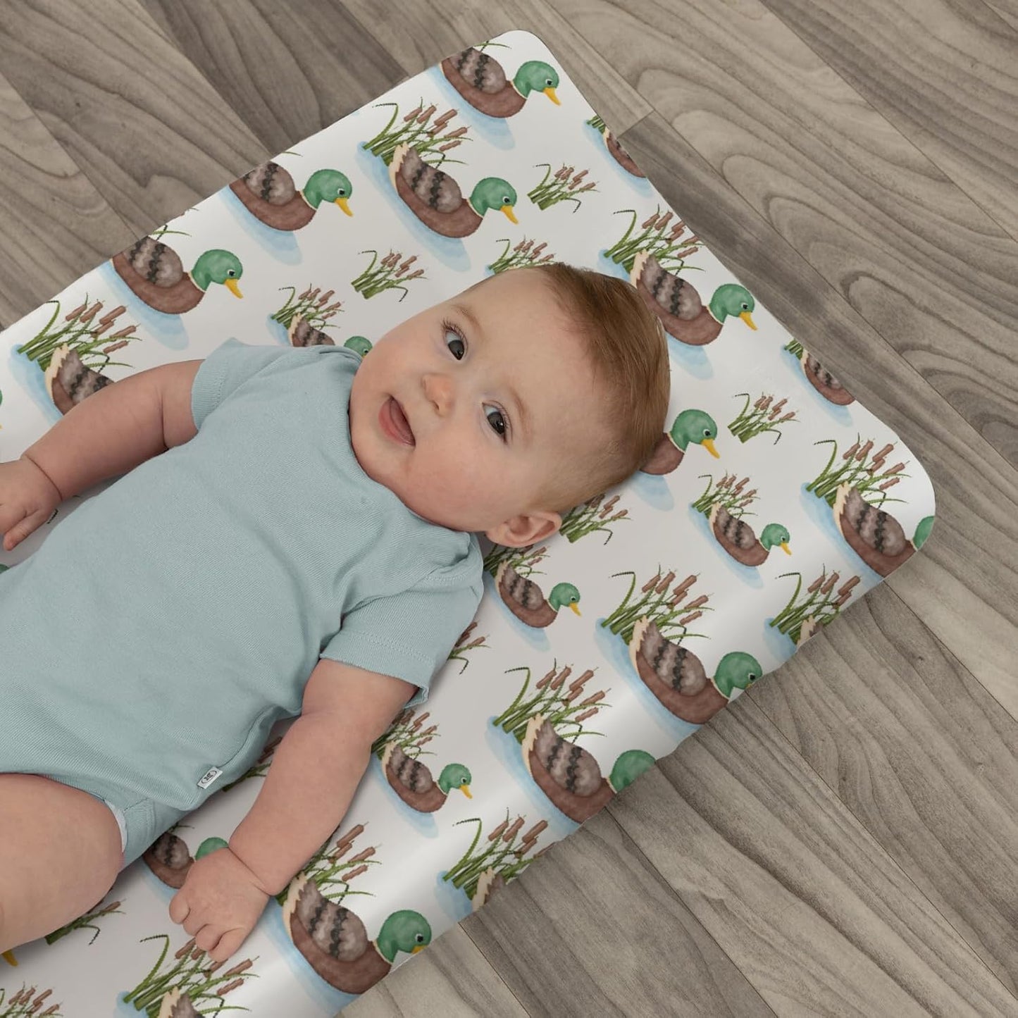 Cute Mallard Ducks Pond Changing Pad Covers for Baby Girl Boy Hunting Duck Season Fitted Change Table Cover Mats Wild Duck Reef Lake Soft Diaper Changing Table Sheets 32''×16''