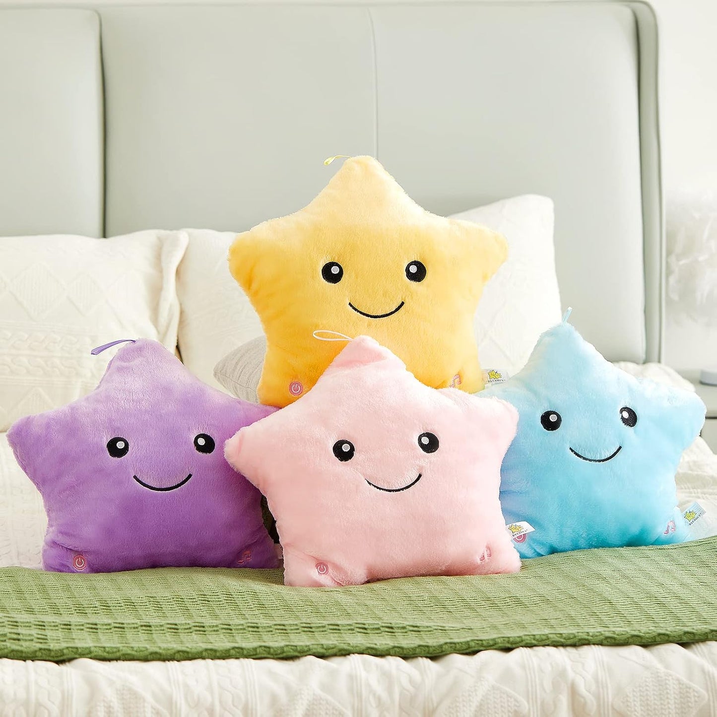 WEWILL 13'' Creative Twinkle Star Glowing LED Night Light Plush Pillows Light up Stuffed Animal Toys BIrthday Christmas Holiday Gifts for Kids
