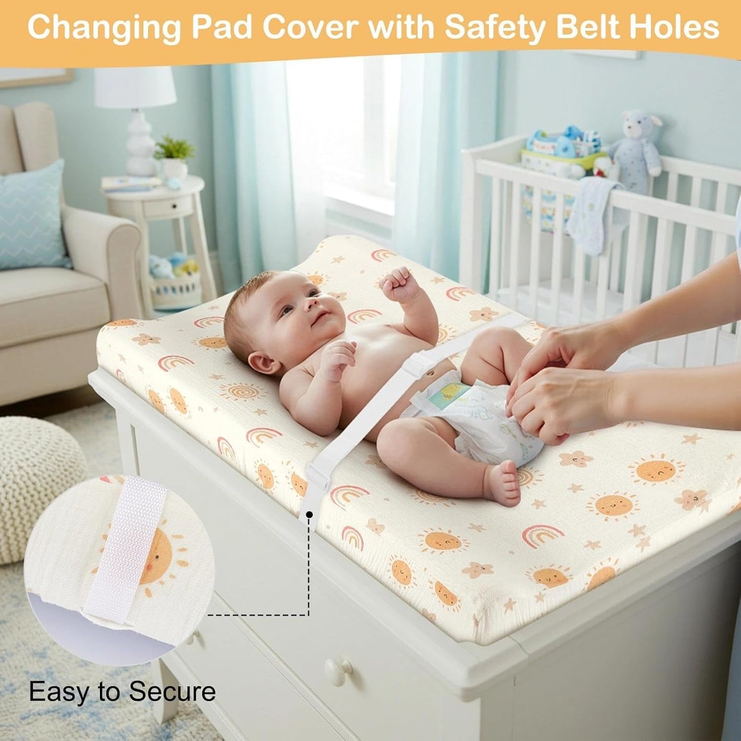 Basumee Muslin Changing Pad Cover Waterproof 2 Pack Baby Changing Table Covers for Boys and Girls Soft Breathable Nursery Diaper Change Table Cover Pad Fits 32"x16", Brown