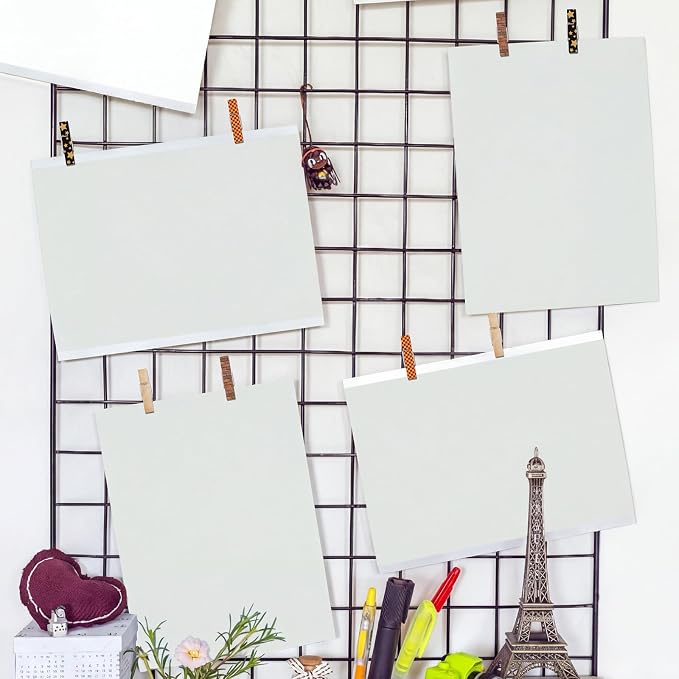LemonRoad 60 Pcs Push Pin with Wooden Clips Teacher Cork Board Artworks