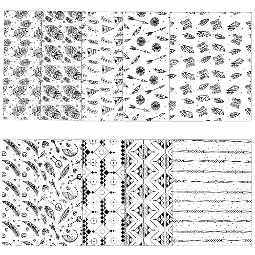 ONEART | 10 Pieces Bohemian Pattern Clear PVC Vinyl Sheets, A4 Size Handraw