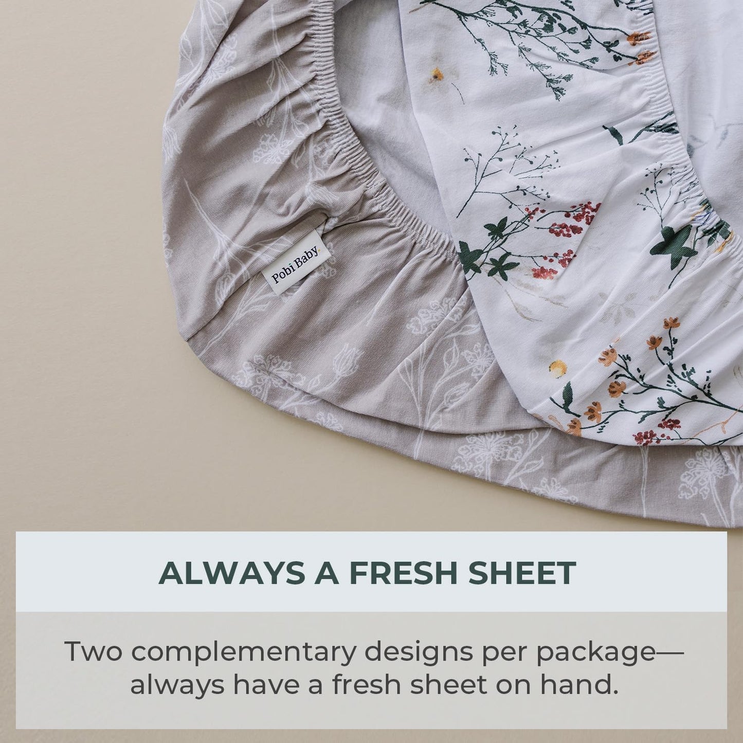 Pobibaby - 2 Pack Premium Bassinet Sheets for Standard Bassinets - Ultra-Soft Jersey Knit, Stylish Floral Pattern, Safe and Snug for Baby (Wildflower)