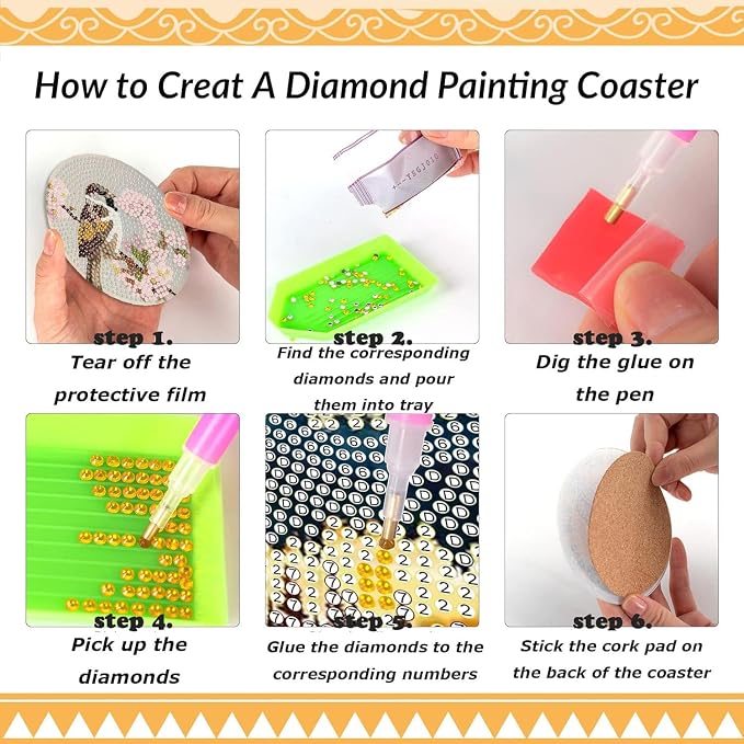 Clendo 8 PCS Bird Diamond Art Coaster Kits