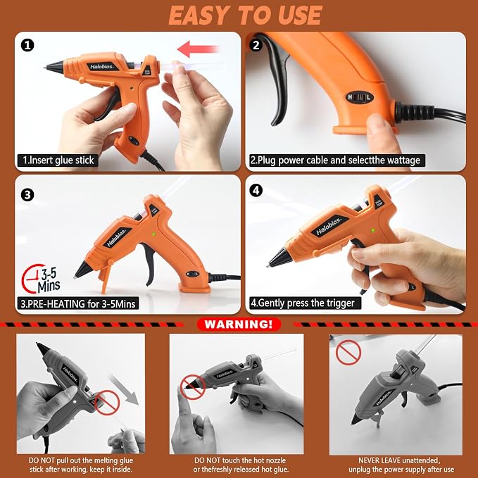 Hot Glue Gun Dual Temp with 32 Glue Sticks, Quick Preheat Hot Glue Gun