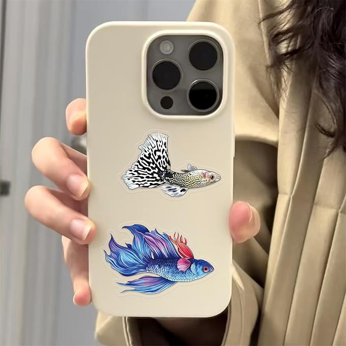 Clear PET Peacock Fish Sticker, Colourful-C16,