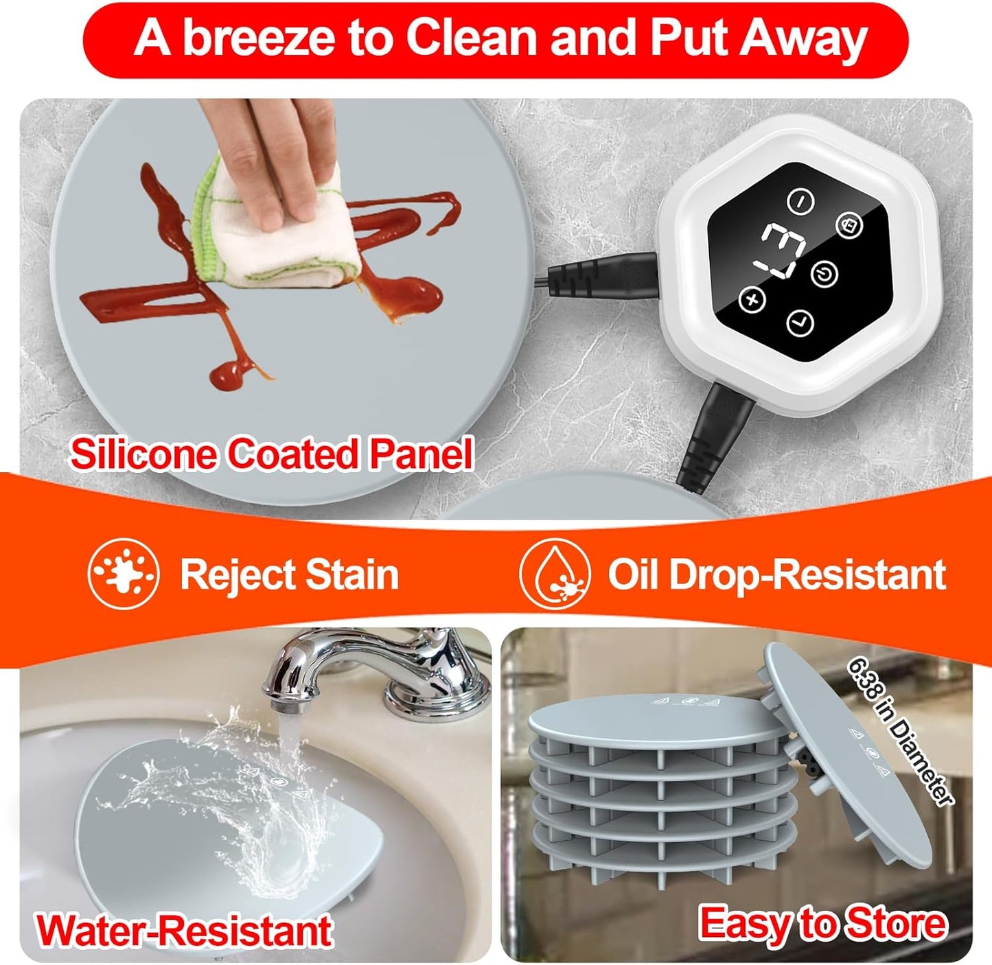 Warming Mat for Food,Upgrade 6-Pad Food Warming Mat,Fast Heating Silicone Warmer Tray with 3 Level Temperature & 3 Timer,Warmer Pad Chafing Dishes Hot Plate for Buffet Parties Gatherings Home Travel