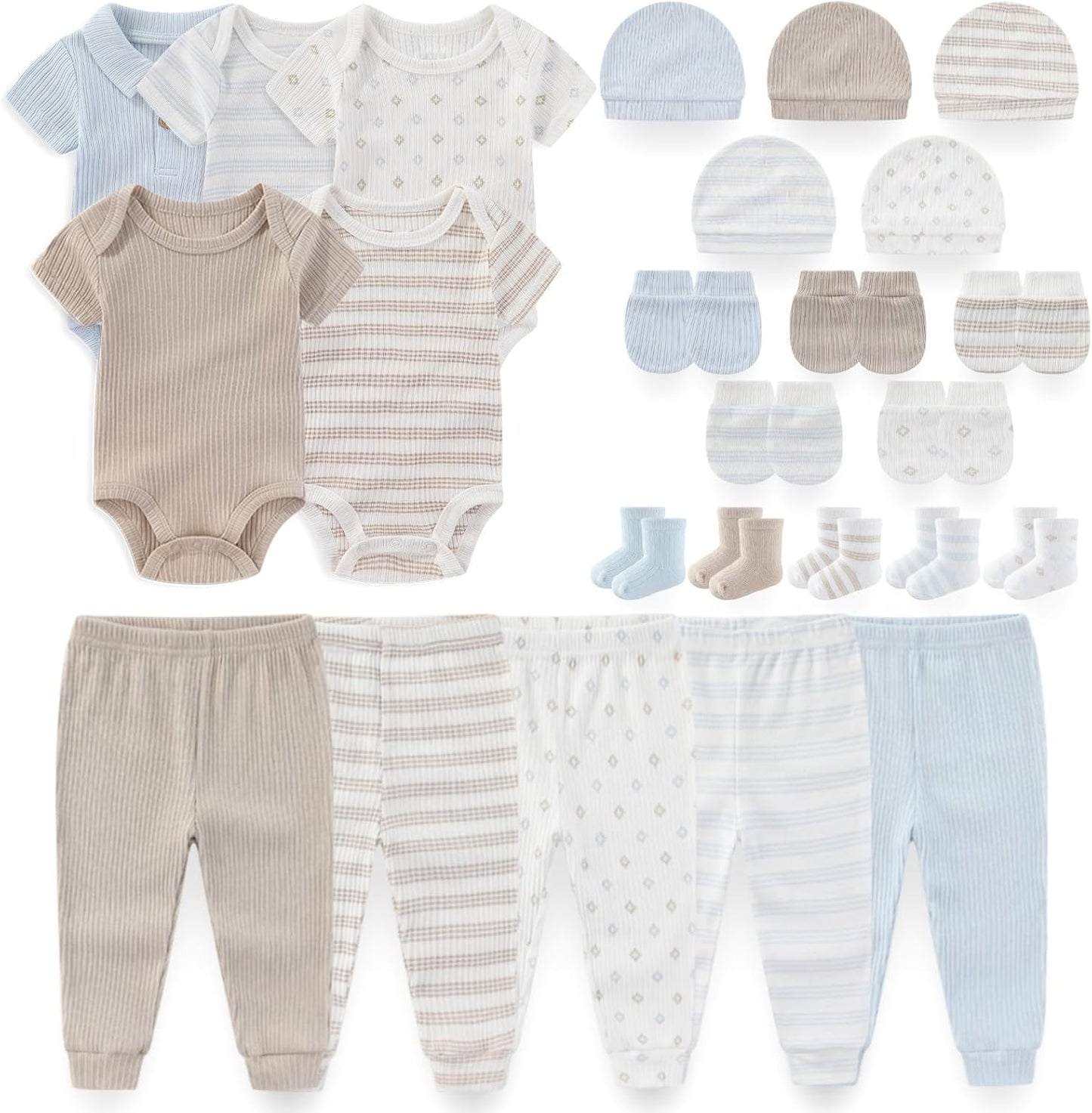 Newborn Baby Layette Essentials Giftset Clothing Set Short-Sleeve Bodysuit and Long Pants