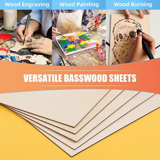 AWIZOM 6 Pack Basswood Sheets for Crafts-18 x 24 x 1/8 Inch- 3mm Thick Plywood