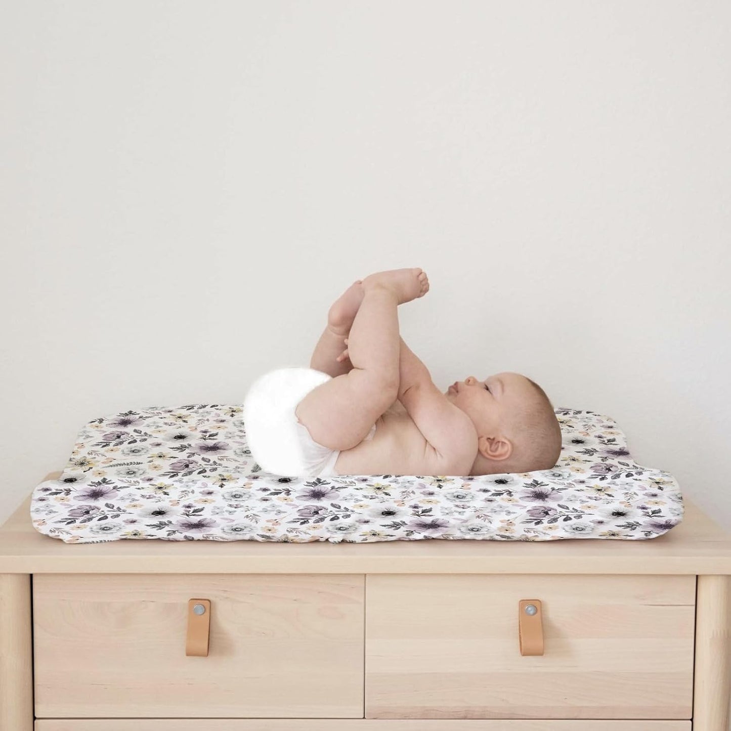 Boho Spring Flowers Leaves Baby Changing Pad Covers Boy Girl 32''x16'' Antique Floral Fitted Diaper Change Table Pad Mats Vintage Wild Floral Garden Soft Breathable Nursery Cradle & Bassinet Sheets