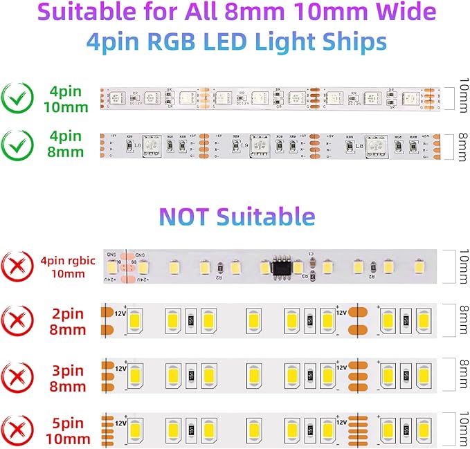RGBZONE Bluetooth RGB LED Controller, 4-PIN Smart Music LED Strip Lights Controller, 40-Keys IR Remote Control for 5V/12V/24V SMD 5050 3528 RGB LED Strip Lights