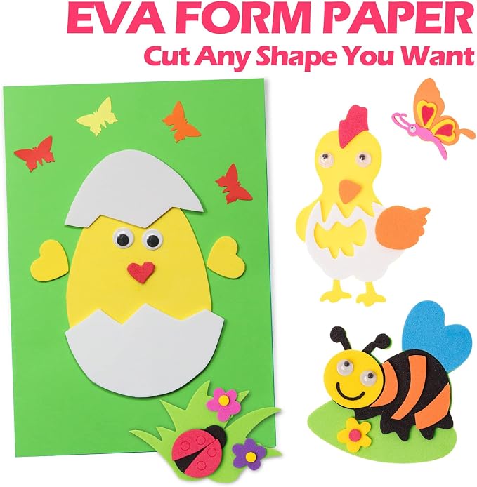 Ireer 150 Pcs EVA Foam Sheet Crafts 9 x 12 Inch Assorted 10 Colors 1mm Foam EVA