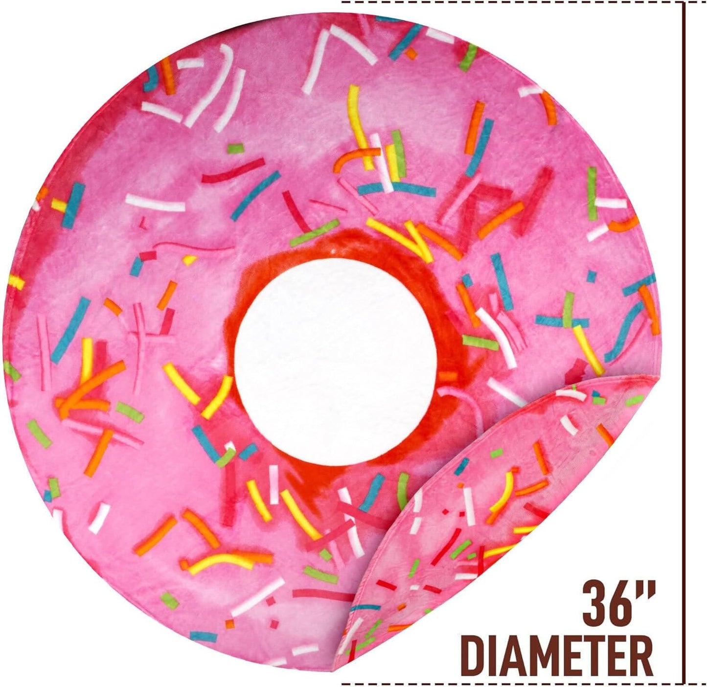 Zulay Premium Soft Flannel Round Pink Glazed Donut Blanket - Adult and Kids - 36 Inches