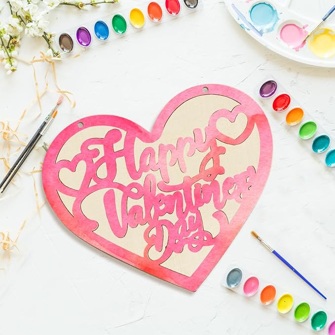 Large Size 12" Wooden Heart Ornaments to Paint, Valentine's Day DIY Blank