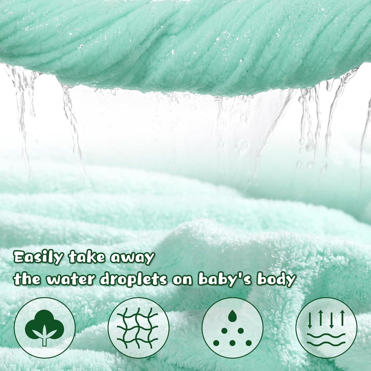 Baby Bath Towels Hooded, Dinosaur Thick Toddler Hooded Towel for Boy Age 0-5, 50" x 32" Large Size Soft Absorbent Coral Fleece Shower Gift for Kids,Beach Comfort Quick-Drying Green Dinosaur