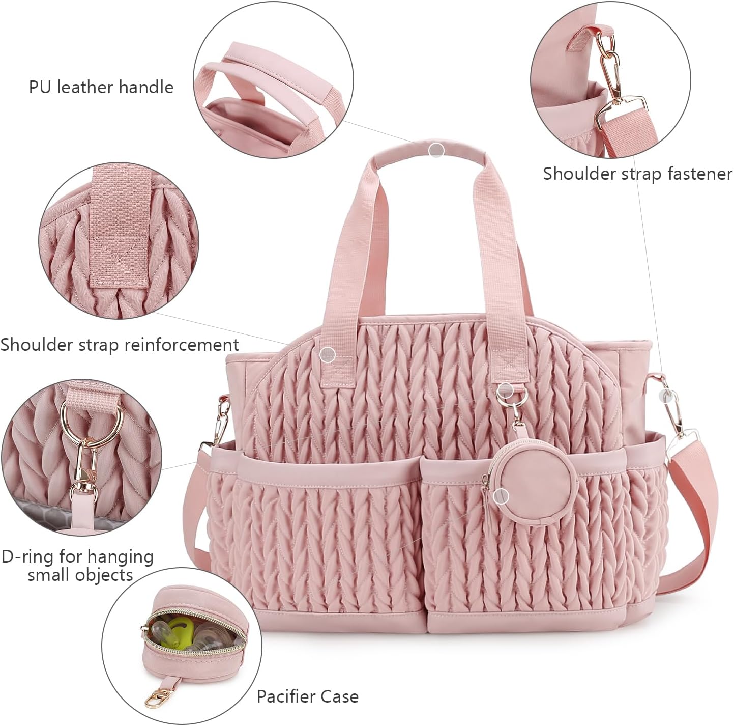 Lmbabter Diaper Tote Quilted Mommy Bag Function Maternity Baby Bag Diaper Changing Messenger with Shoulder Strap Wet Pocket