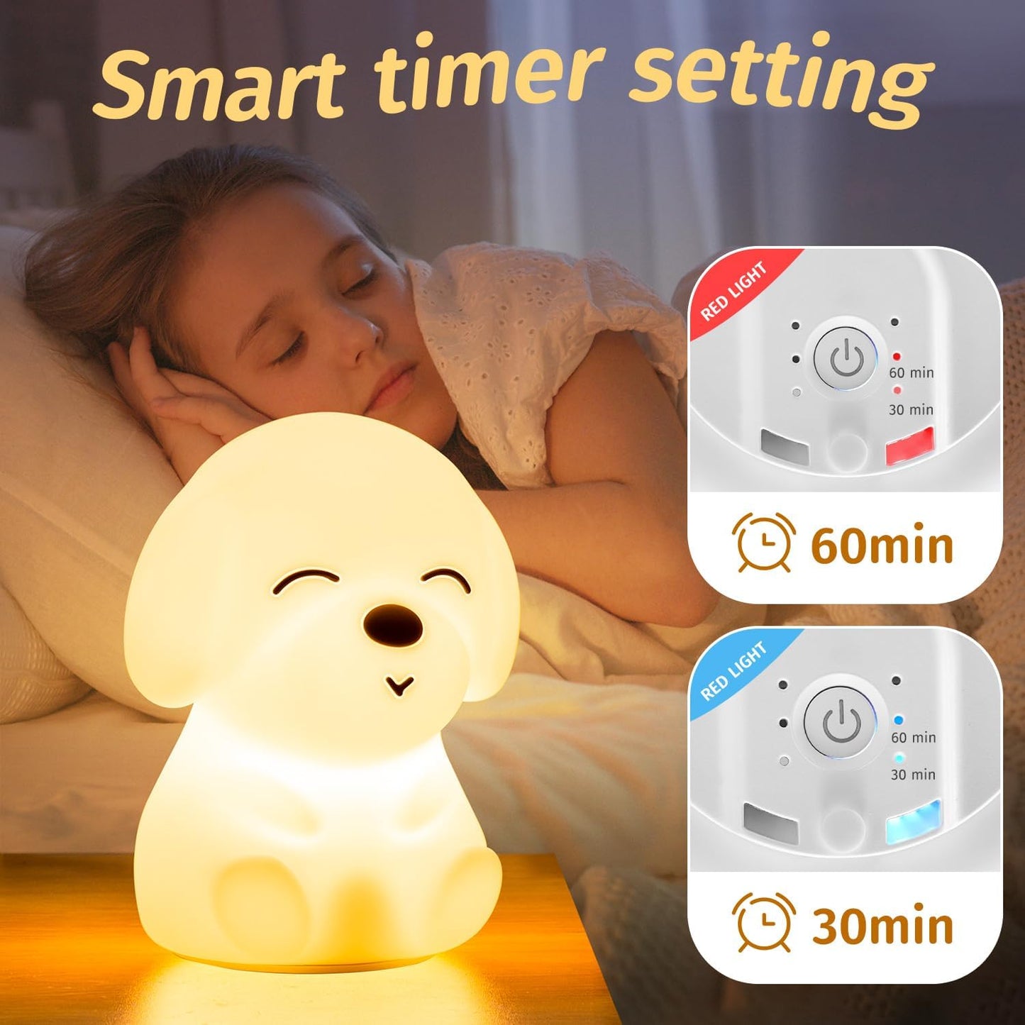 Mubarek Dog Night Light,Remote+16 Colors+Timer+Rechargeable Dog Night Light for Kids Nursery Decor, Cool Kawaii Silicone Puppy Unique Lamps Puppy Gift Ideas Puppy Gifts Unique Home Decor